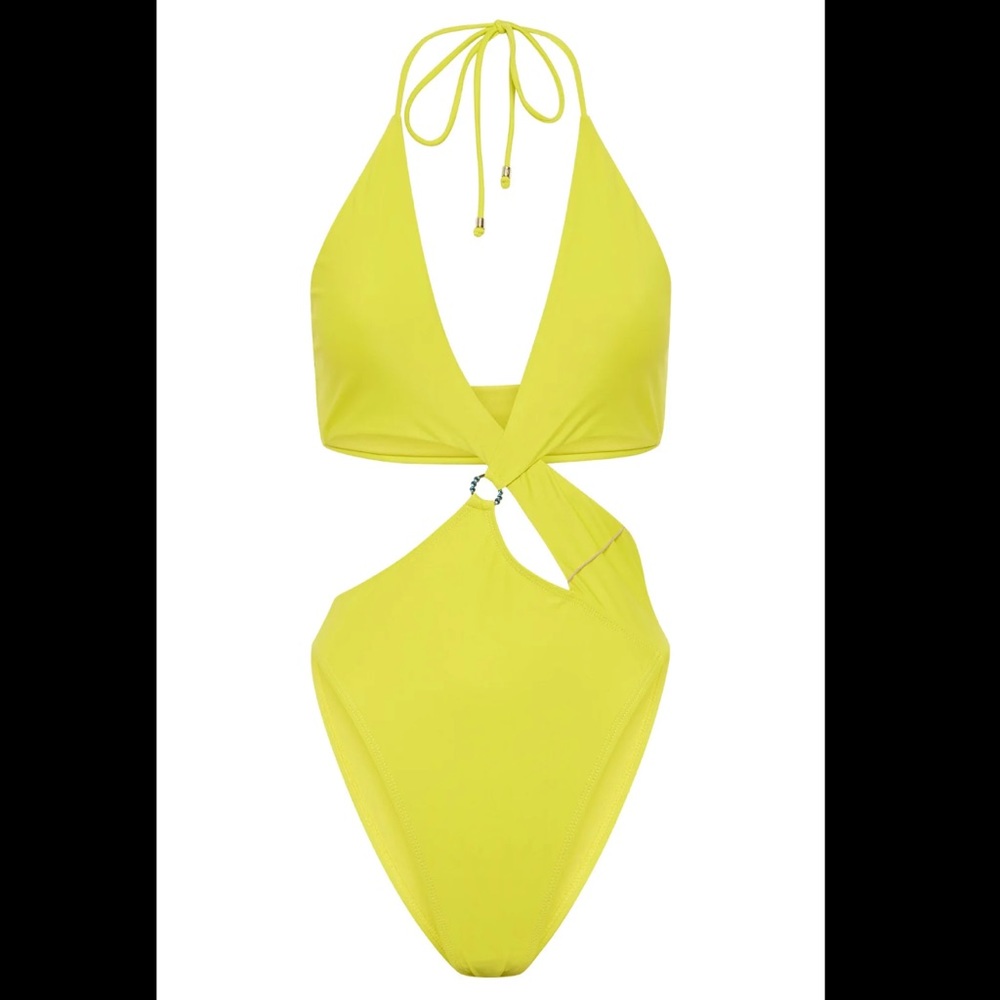 MESHKI REMI- Cut Out One Piece Swimsuit With Diamante Trim - Fresh Green